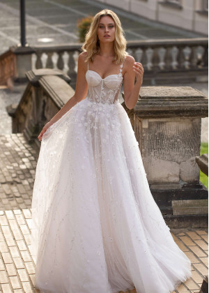 Ivory Sweetheart Corset Beaded Tulle Wedding Dress